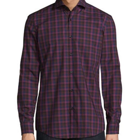 Hugo C-Jenno Check Shirt-RED-EU 39/US 15.5 - Picture 1 of 7